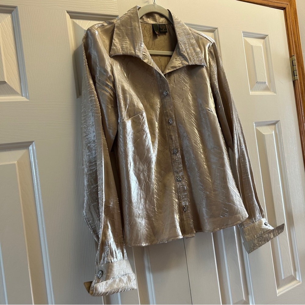 Sere Nade Metallic Button Down Blouse Top - image 6